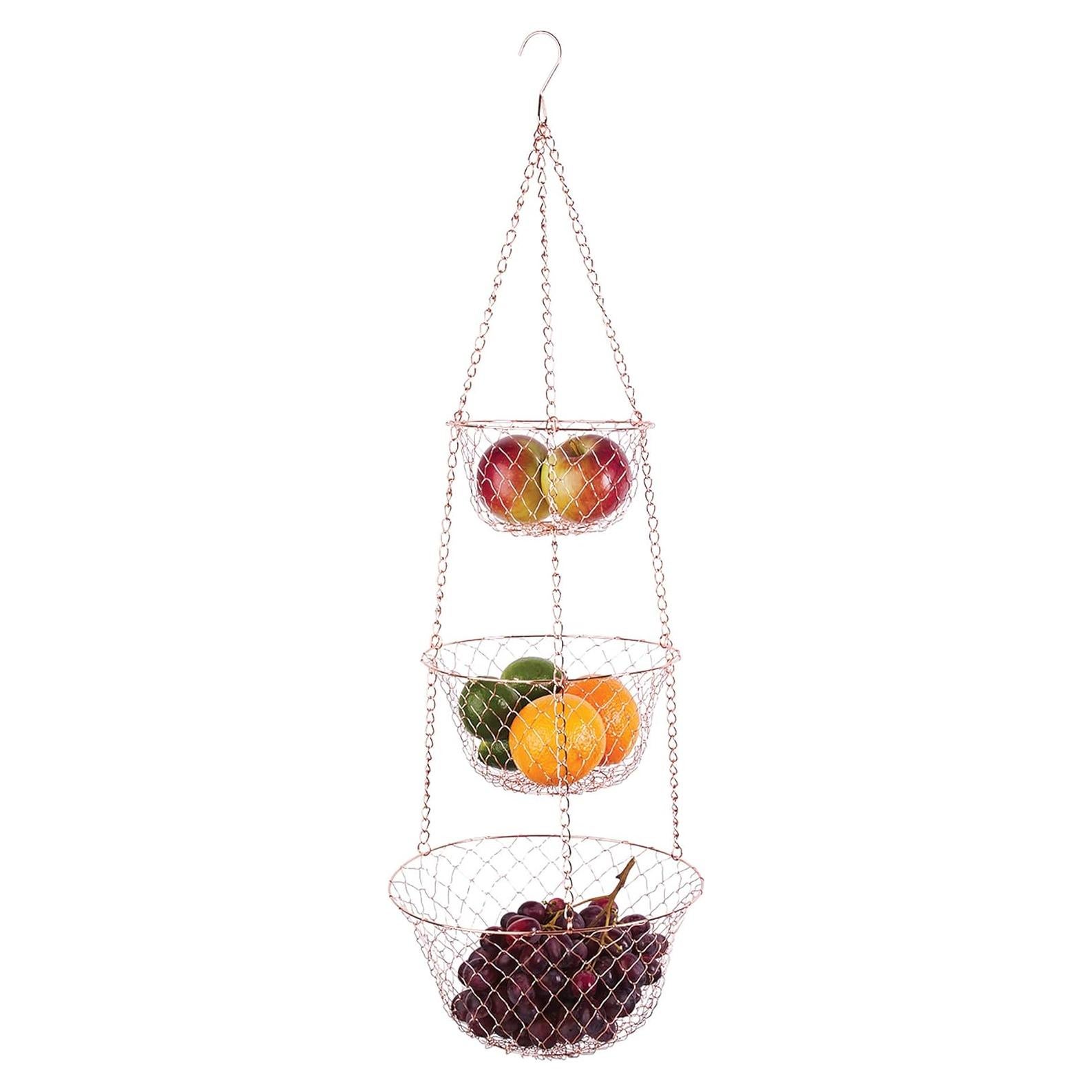 Cesta Colgante de Frutas 3 Niveles Fox Run Cobre 81.28 cm