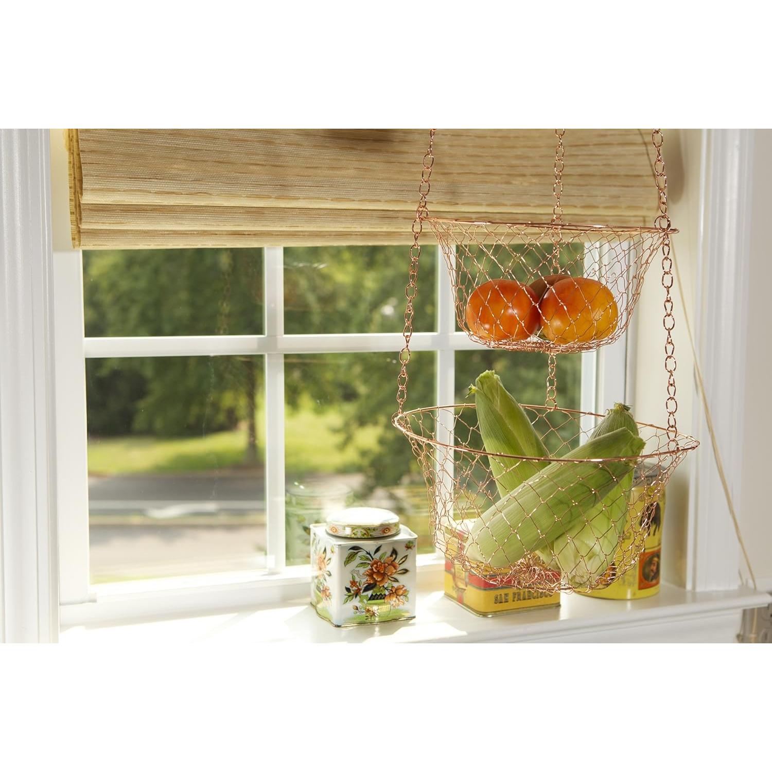 Cesta Colgante de Frutas 3 Niveles Fox Run Cobre 81.28 cm