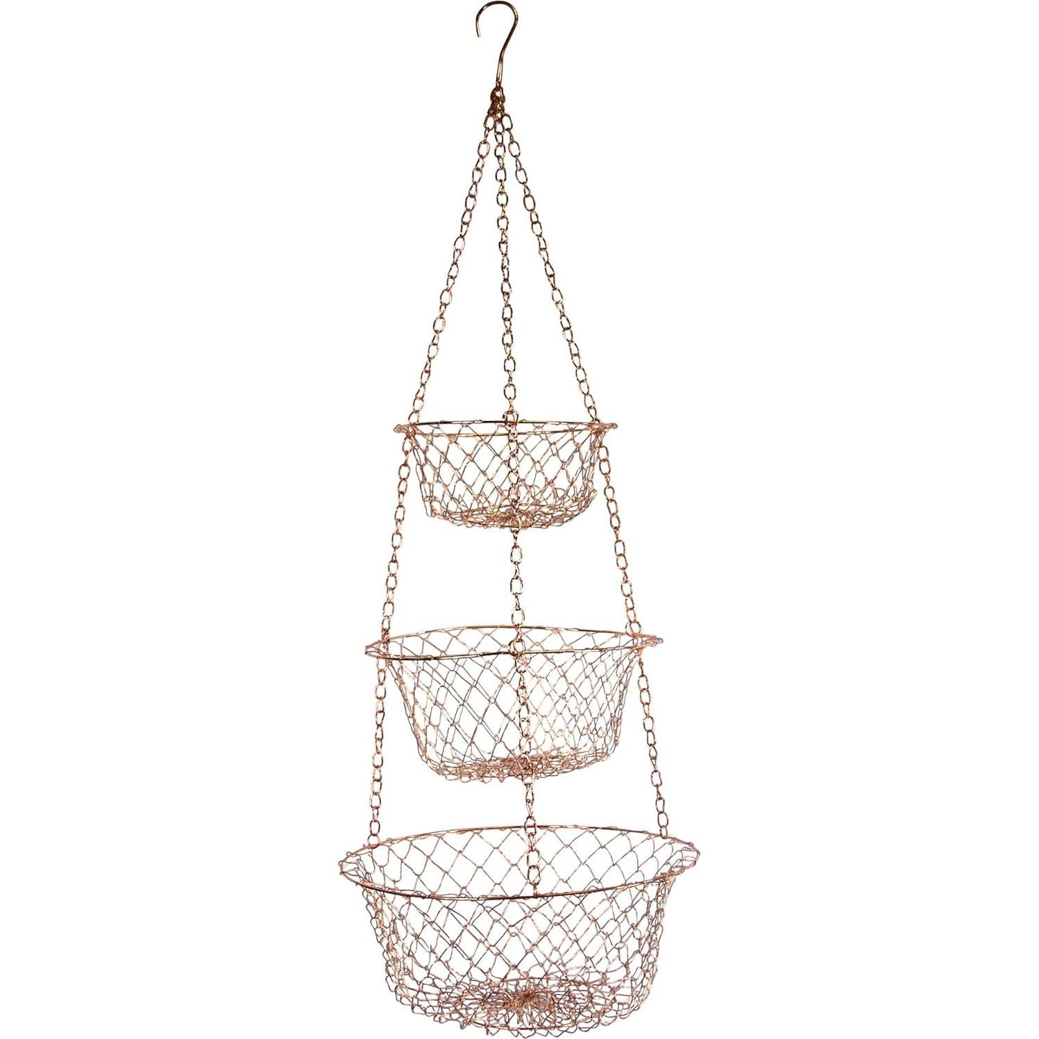 Cesta Colgante de Frutas 3 Niveles Fox Run Cobre 81.28 cm