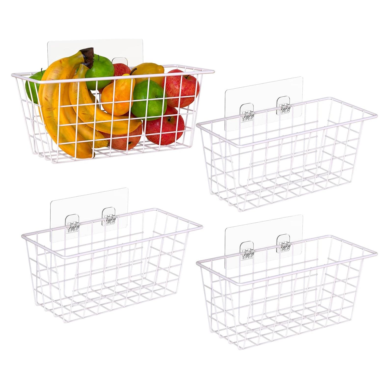 Cesta Adhesiva de Alambre Deertaip 4 Paquete Blanco