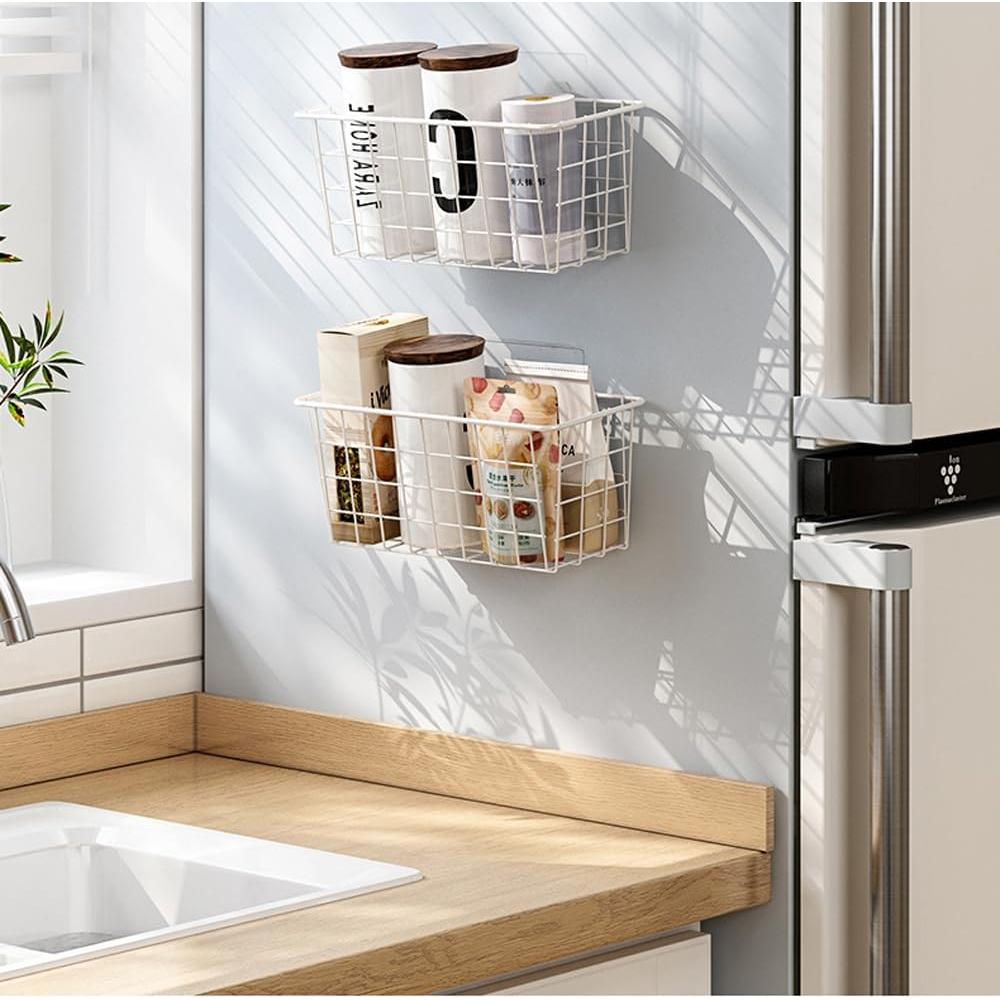 Cesta Adhesiva de Alambre Deertaip 4 Paquete Blanco