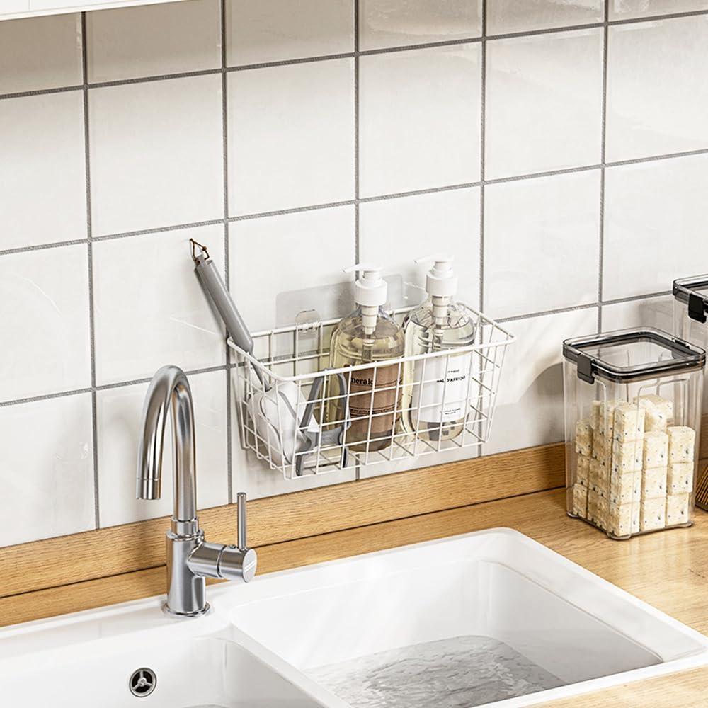 Cesta Adhesiva de Alambre Deertaip 4 Paquete Blanco