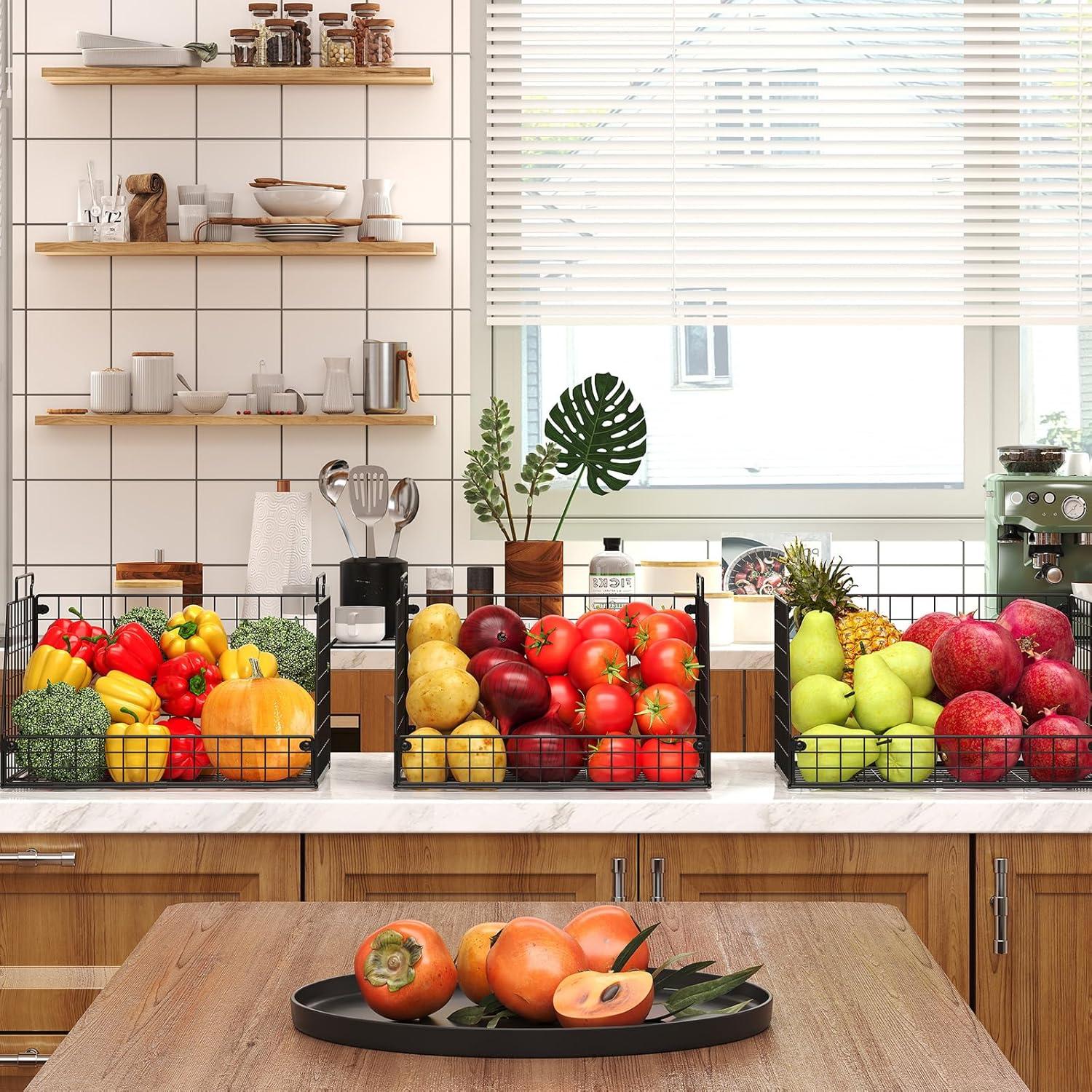 Paquete de 3 Cestas de Alambre Apilables Jakyitvi 39.1x30 cm