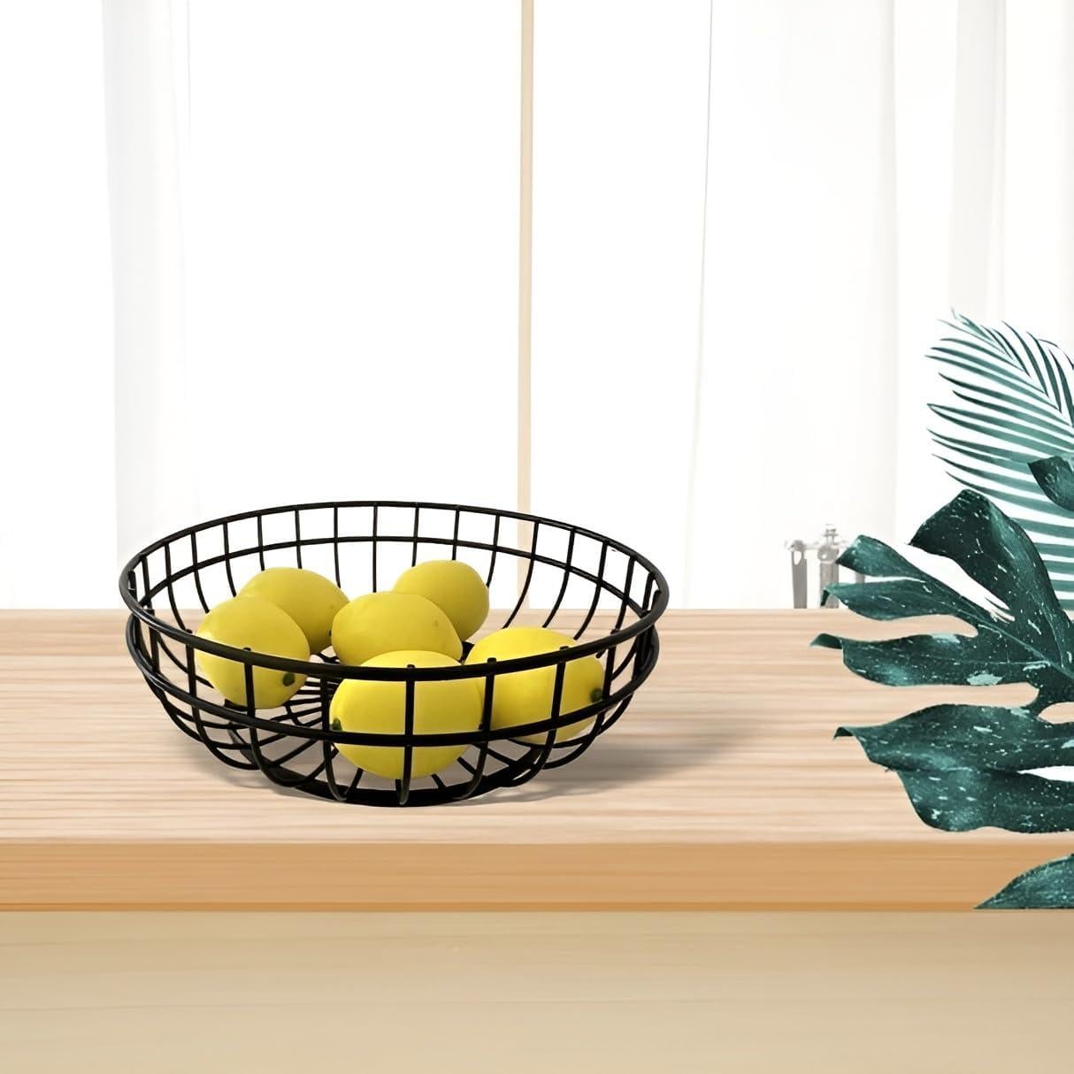 Cesta de Frutas Redonda de Alambre Negro 25.4 cm 7UYUU