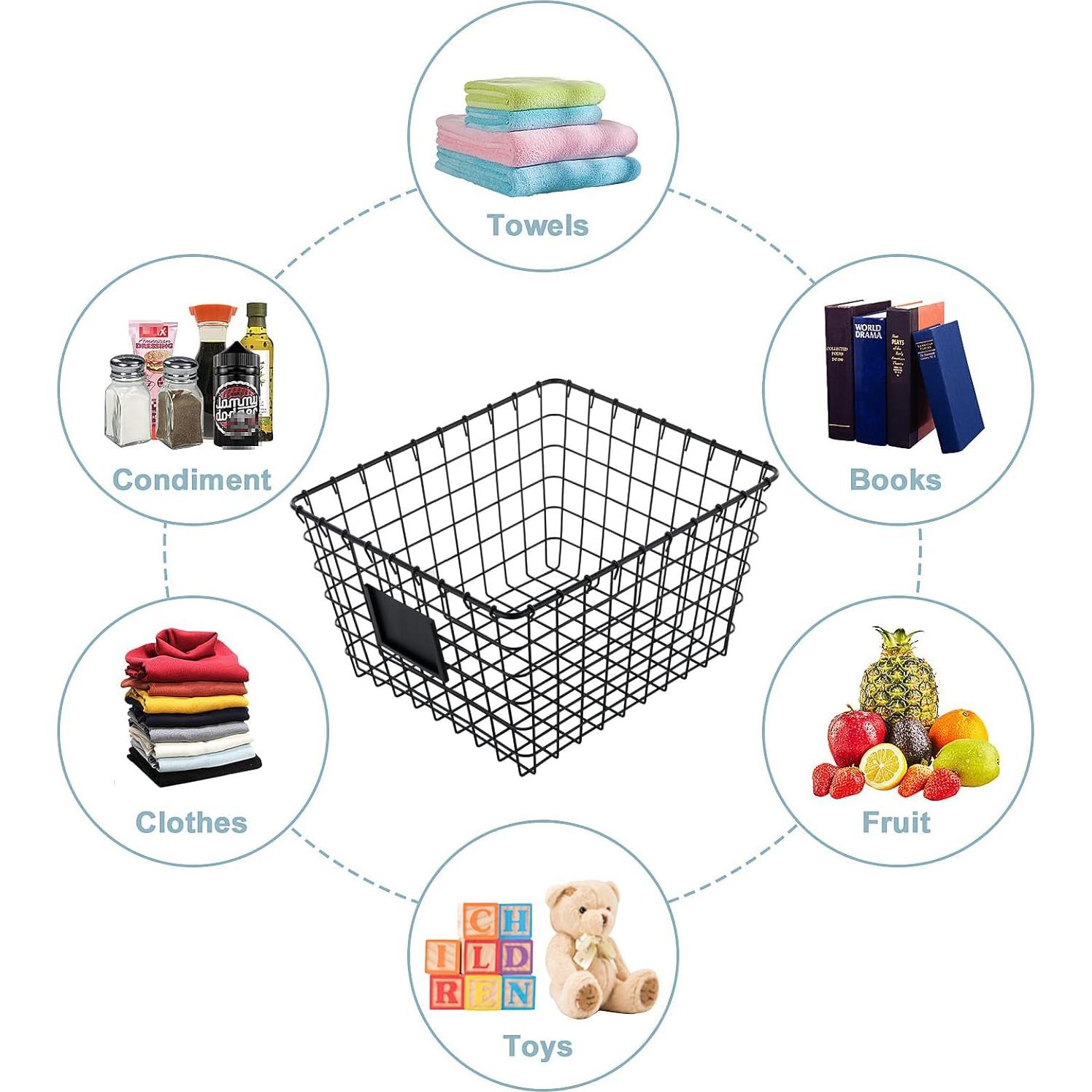 4 Canastas de Almacenamiento de Alambre JUNCHU CHERRY 30x34.5cm