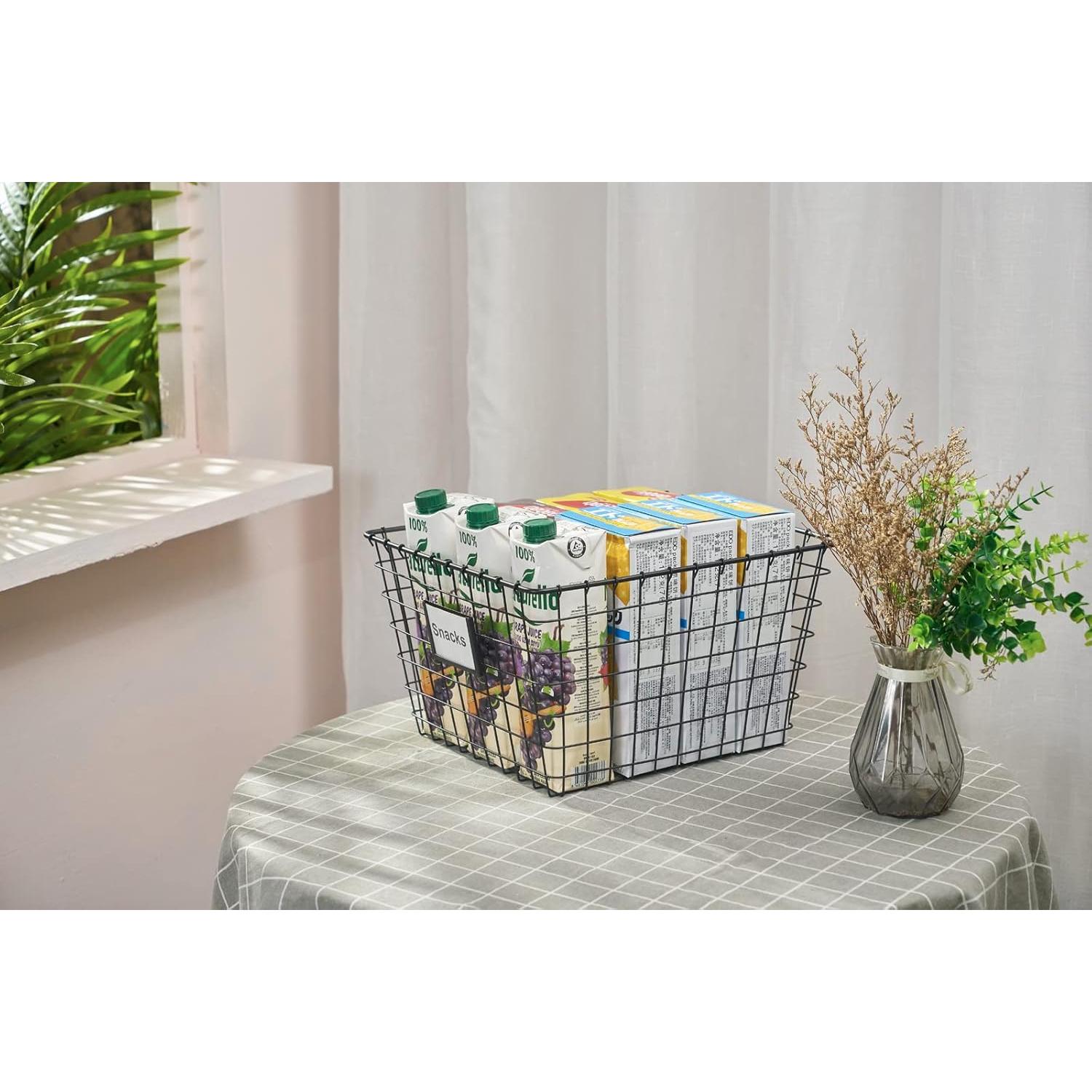 4 Canastas de Almacenamiento de Alambre JUNCHU CHERRY 30x34.5cm