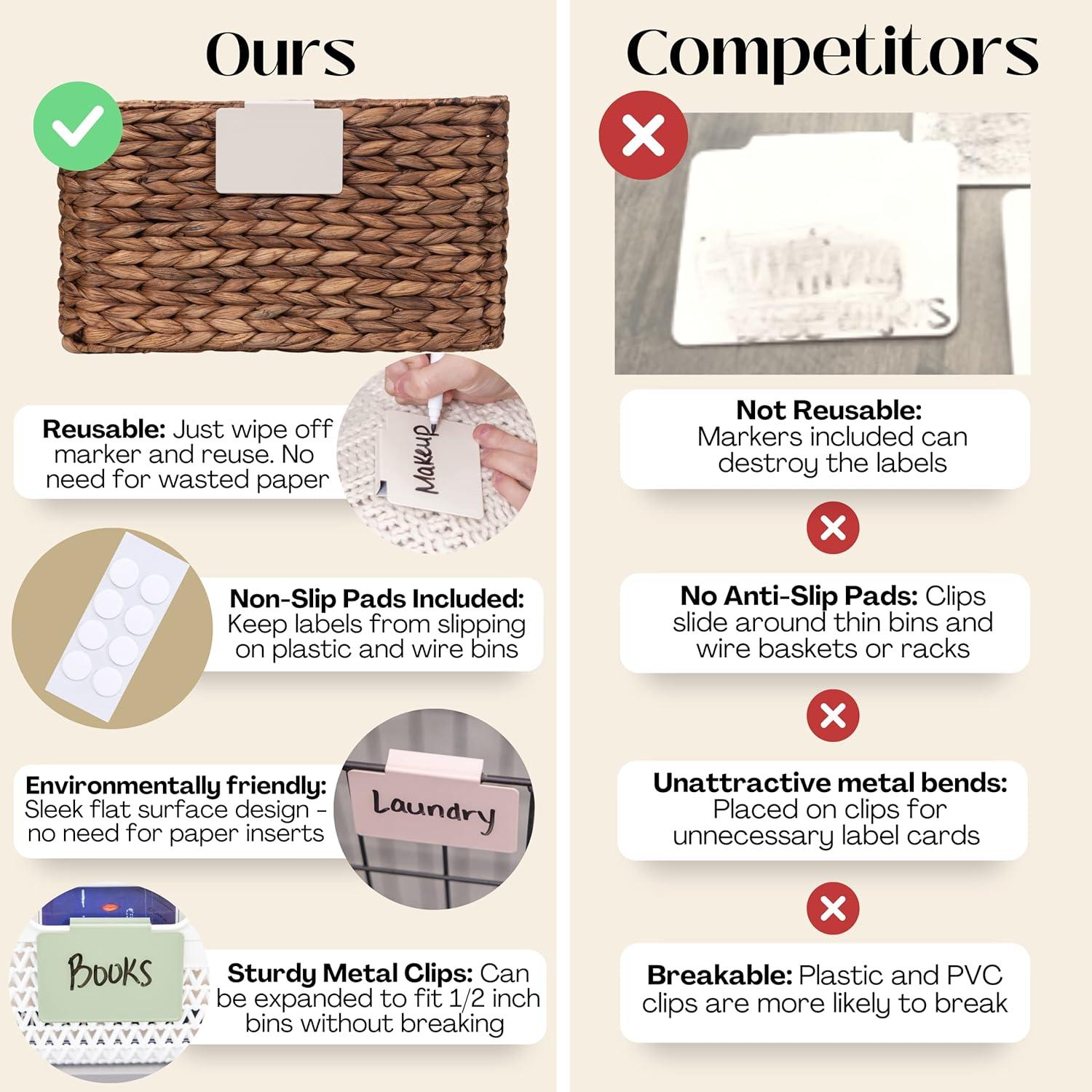 Etiquetas de Metal Antideslizantes Hygge & Sage - 8 Piezas Crema