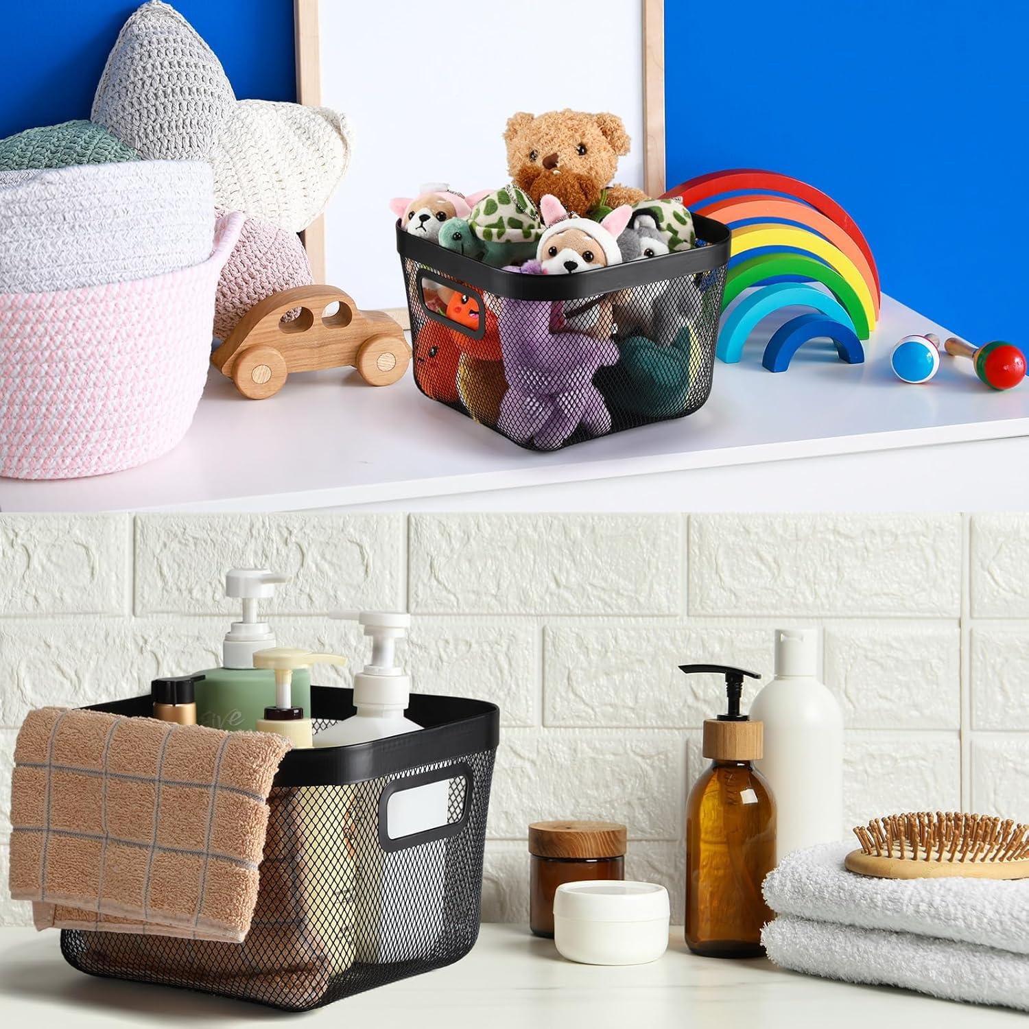 Paquete de 4 Cestas de Malla Metálica MorningRo 24.4x24.4x17.5cm