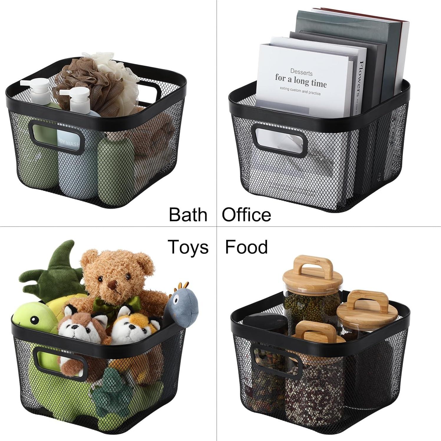 Paquete de 4 Cestas de Malla Metálica MorningRo 24.4x24.4x17.5cm