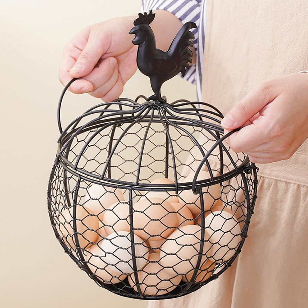 Cesta de Huevos de Alambre Anmylee con Tapa de Pollo 19.5cm