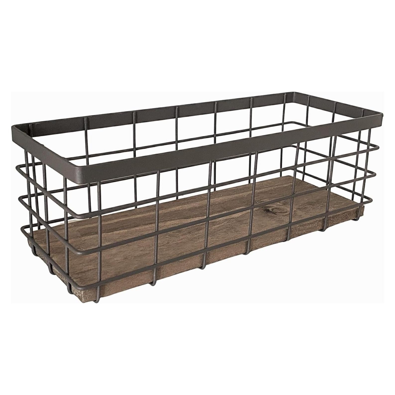 Cesta de Almacenamiento Metálica HUA HUALINK con Base de Madera