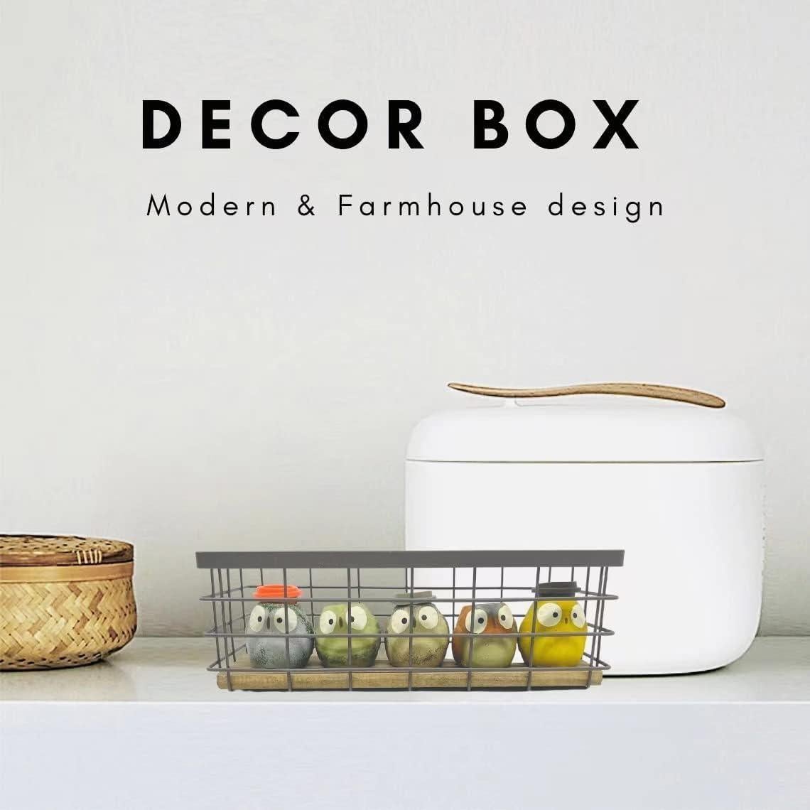 Cesta de Almacenamiento Metálica HUA HUALINK con Base de Madera