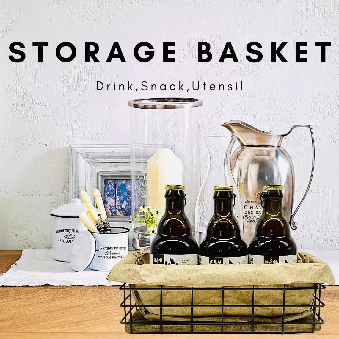 Cesta de Almacenamiento Metálica HUA HUALINK con Base de Madera