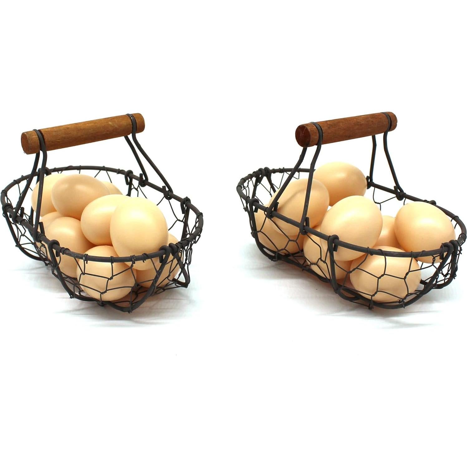 Cestas de Alambre CVHOMEDECO Ovaladas Vintage - Juego de 2