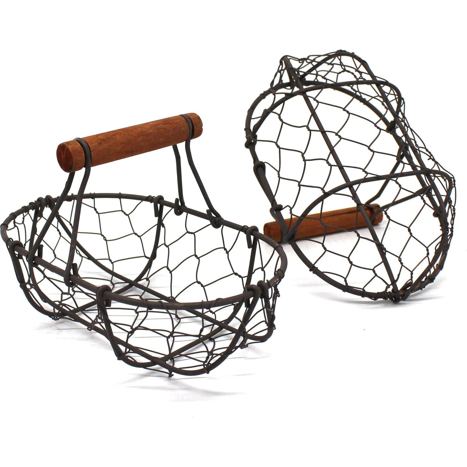 Cestas de Alambre CVHOMEDECO Ovaladas Vintage - Juego de 2