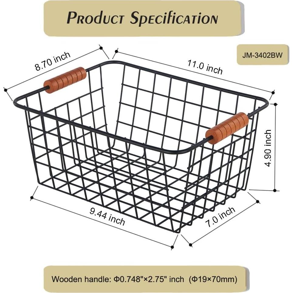 Cesta de Almacenamiento JUNCHU CHERRY 2 Piezas Negra 27.94x21.84cm