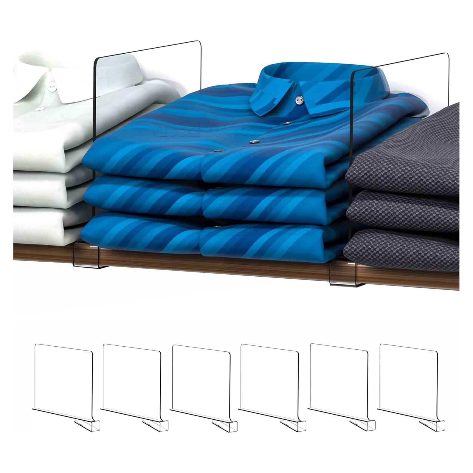 Divisores de Estantes de Acrílico Cq - Paquete de 6 Organizadores