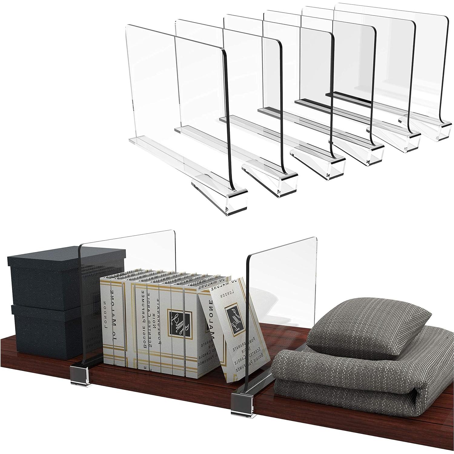 Divisores de Estantes de Acrílico Cq - Paquete de 6 Organizadores