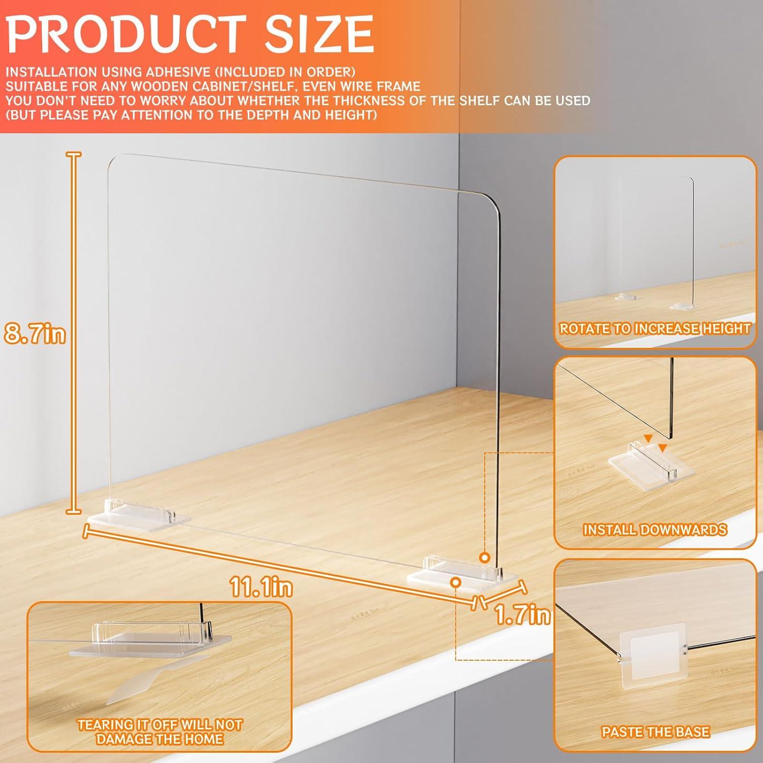 Divisores de Estante Acrílico Yieach - 8 Piezas 28.2x22.1cm