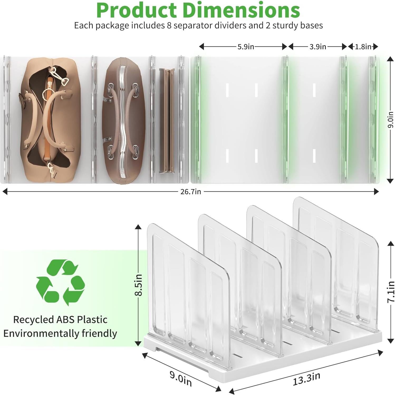 Divisores de Estante Ajustables Venuekkuri - 2 Piezas 33.8x22.9x21.6 cm