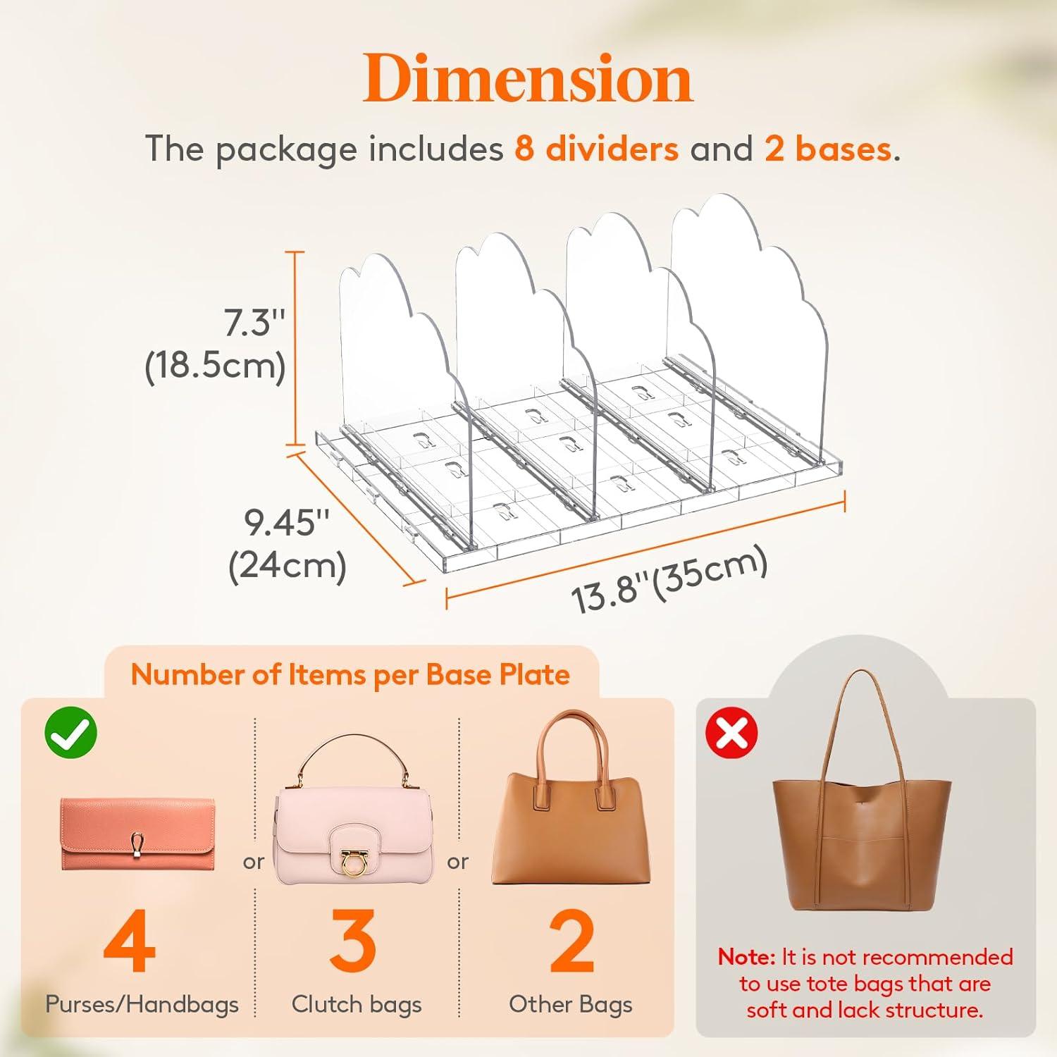 Organizador de Bolsos Lifewit 2 Piezas Ajustable Transparente