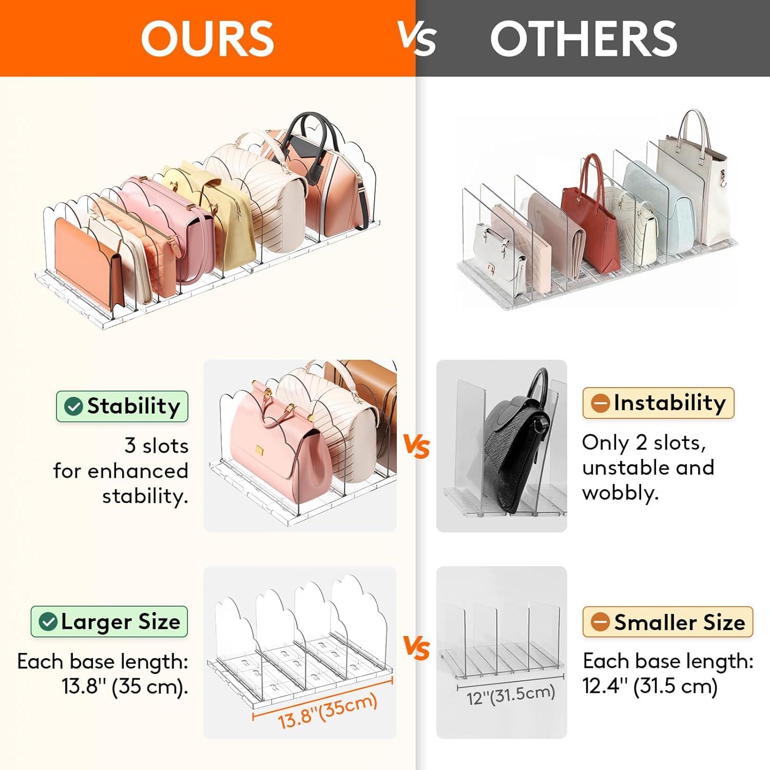 Organizador de Bolsos Lifewit 2 Piezas Ajustable Transparente