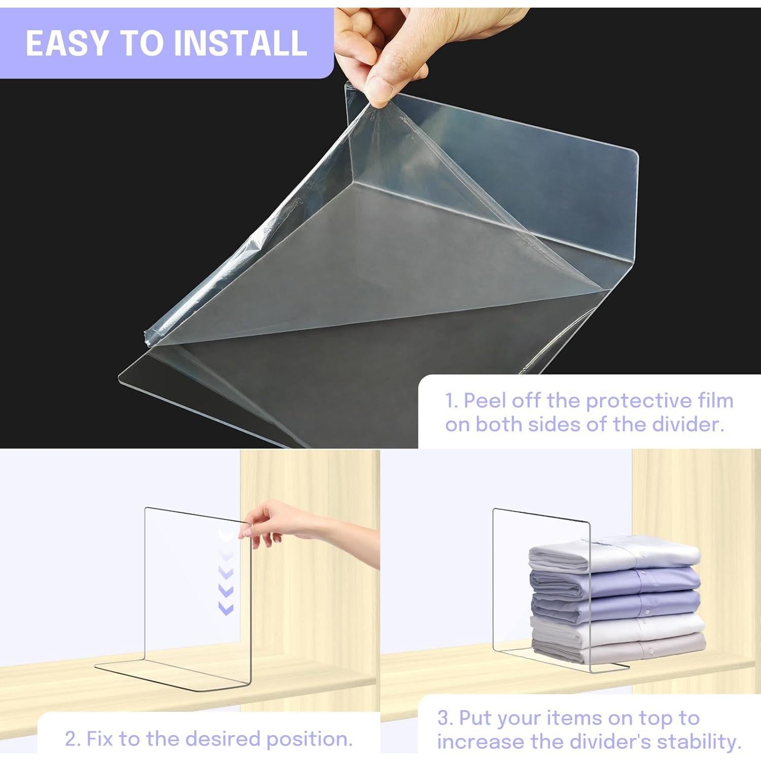 Divisores de Estante Acrílico Harava 25.4 cm - Organizadores Closet