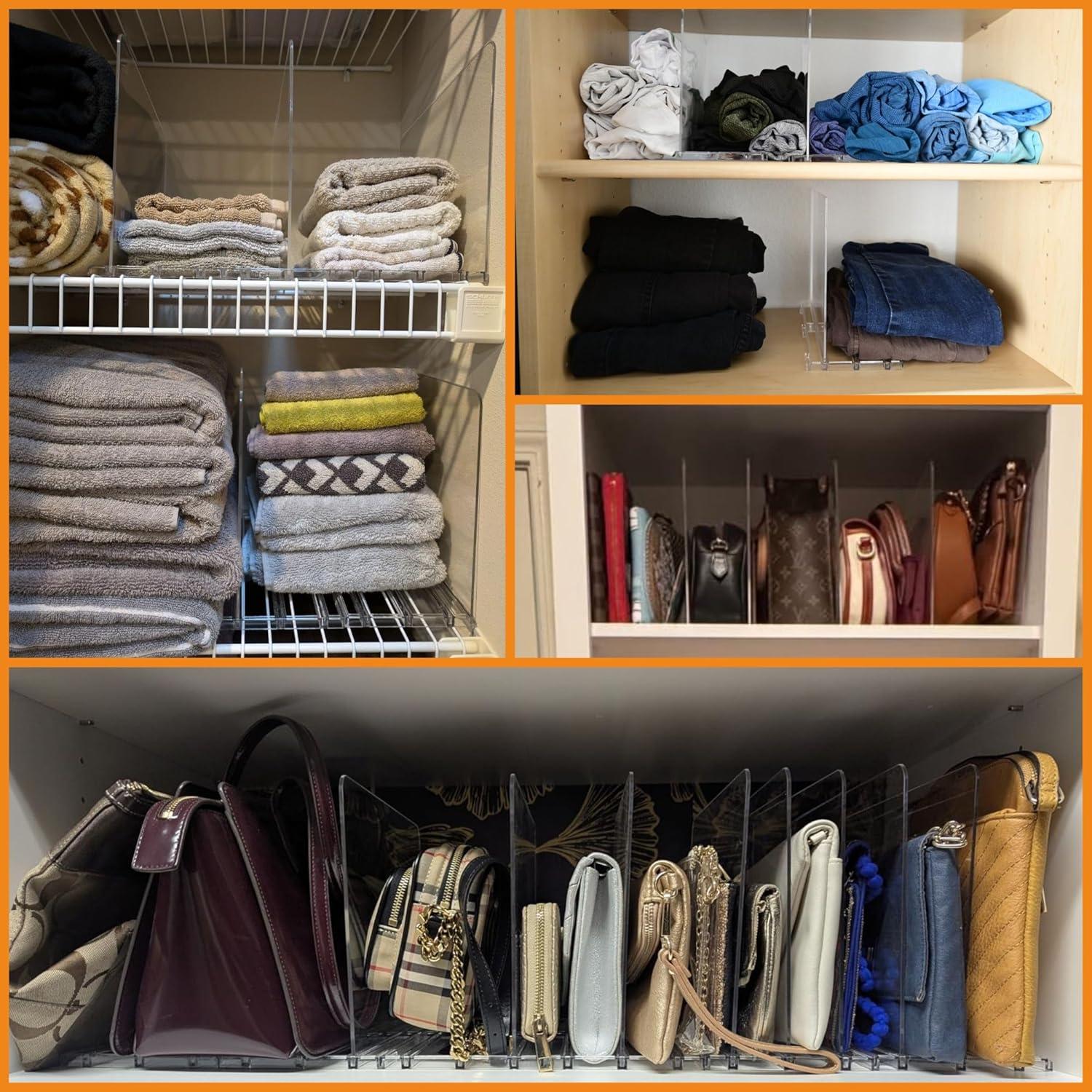 Divisores de Estante Acrílico Yieach 8 Piezas Ajustables 28.4x22.4cm