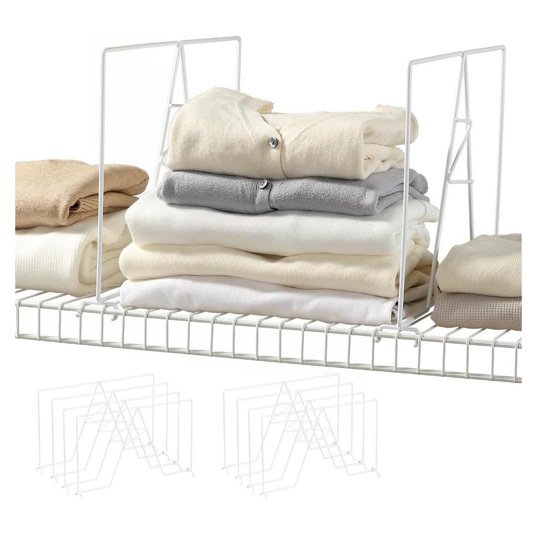 Paquete de 8 divisores de estante de alambre blanco 40.6 cm