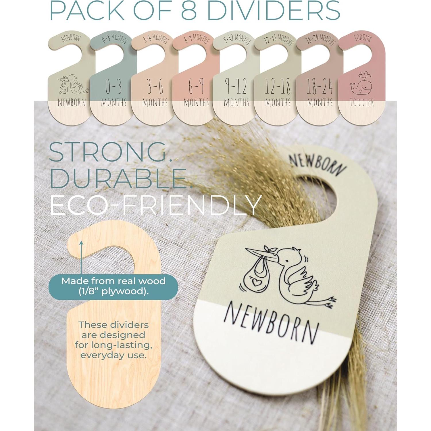 Divisores de Ropa para Bebés Hippotale - 8 Organizadores de Madera