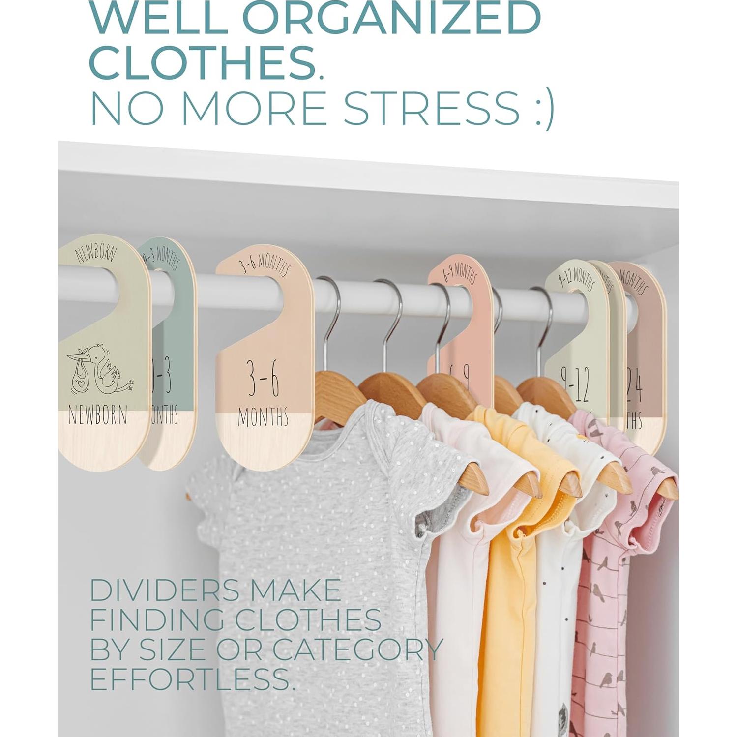 Divisores de Ropa para Bebés Hippotale - 8 Organizadores de Madera