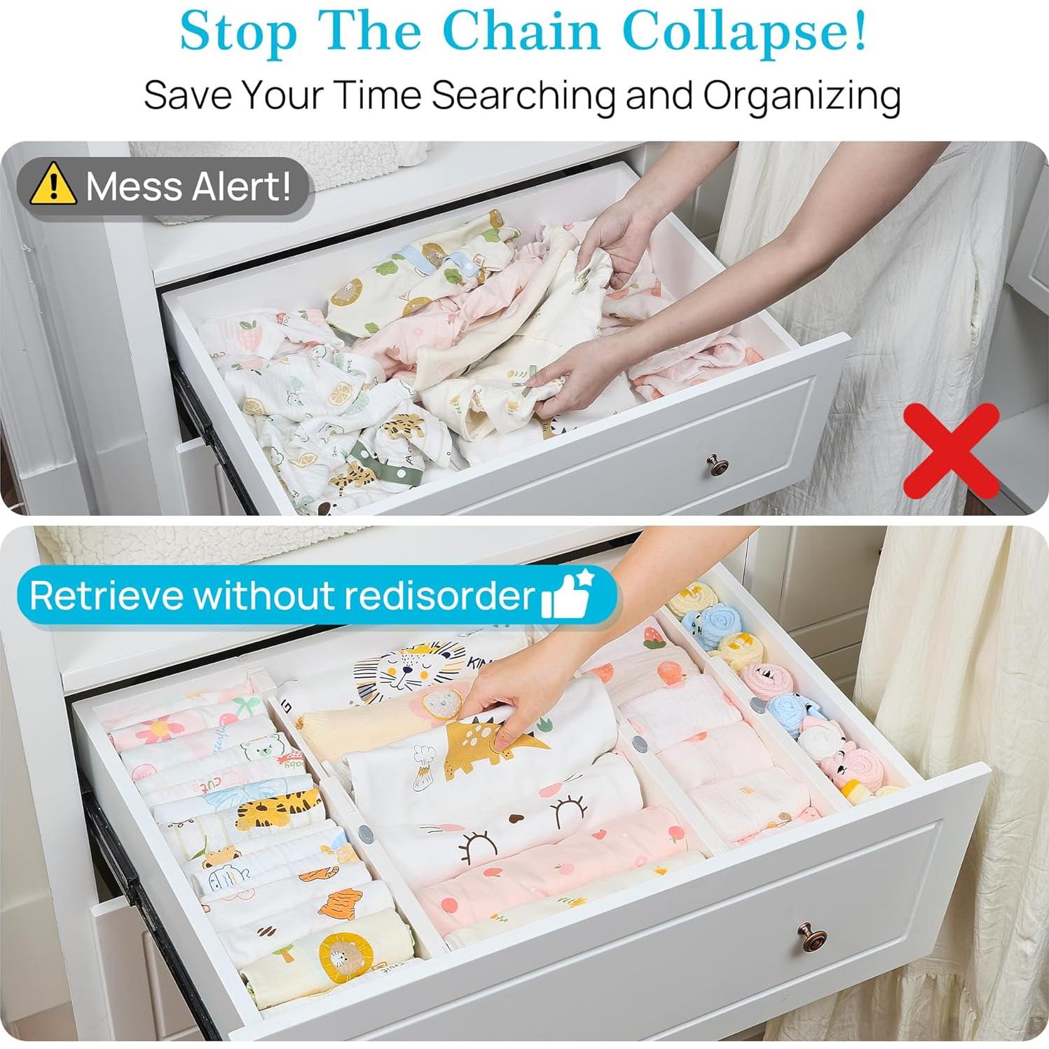 Divisores de Cajones Vtopmart 8 Piezas Ajustables 29.5-43.2 cm