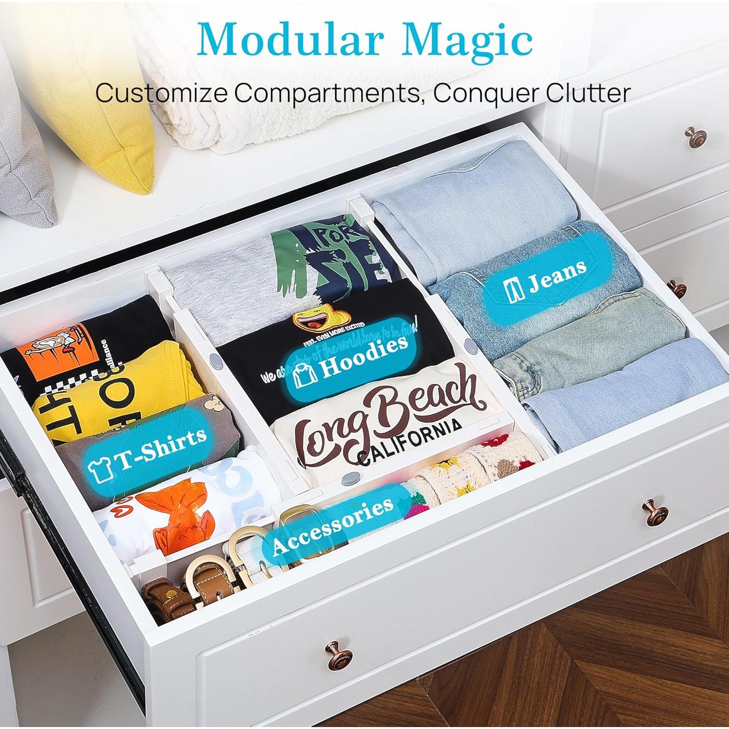 Divisores de Cajones Vtopmart 8 Piezas Ajustables 29.5-43.2 cm