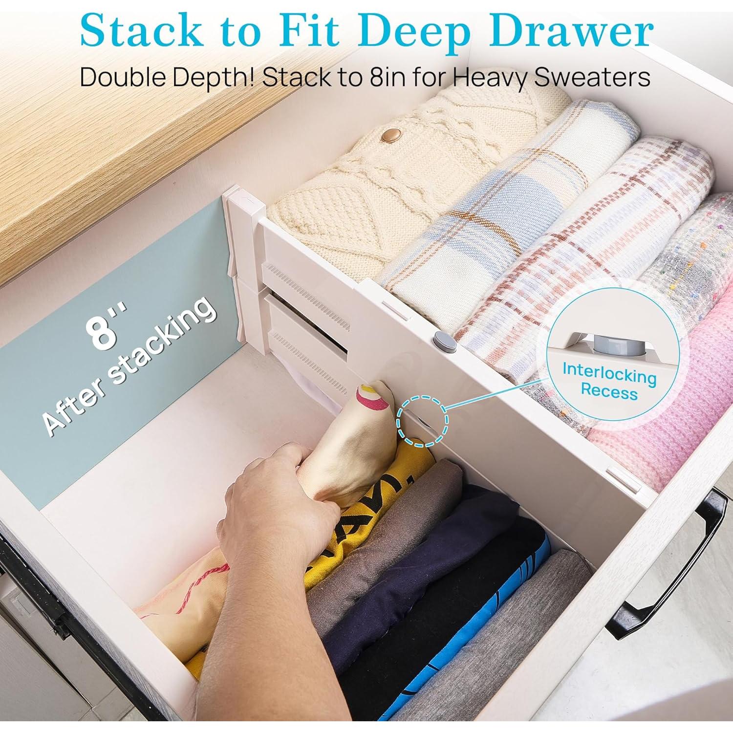 Divisores de Cajones Vtopmart 8 Piezas Ajustables 29.5-43.2 cm