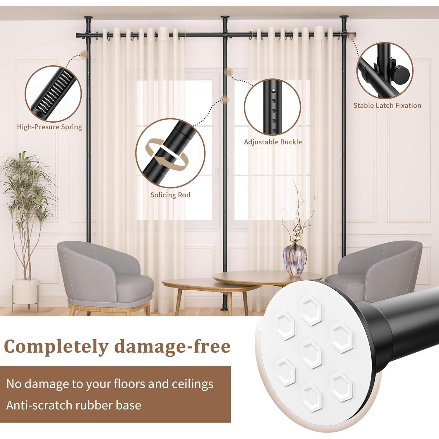 Divisor de habitación Getsrichfc ajustable 1.22-3.05m sin perforaciones