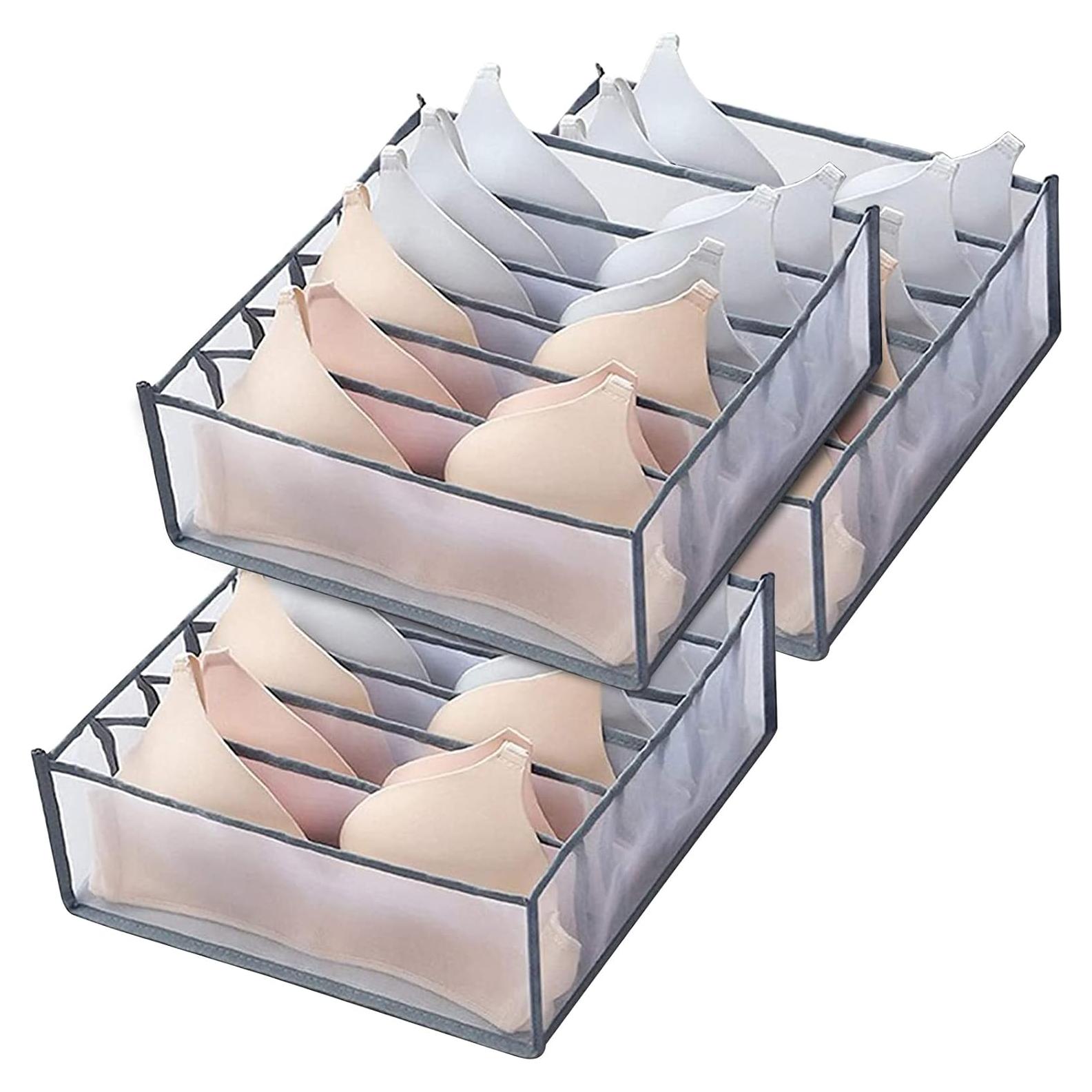Organizadores de Cajones TOOVREN 3PCS Malla Plegable Gris