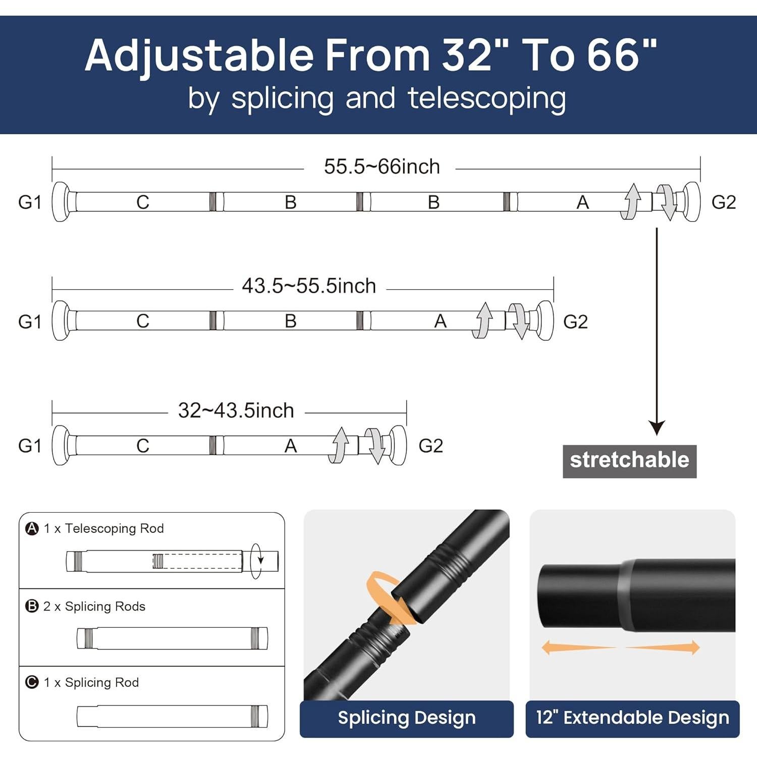 Varilla de Cortina de Tensión Ajustable EnjoyBasics 81-168 cm