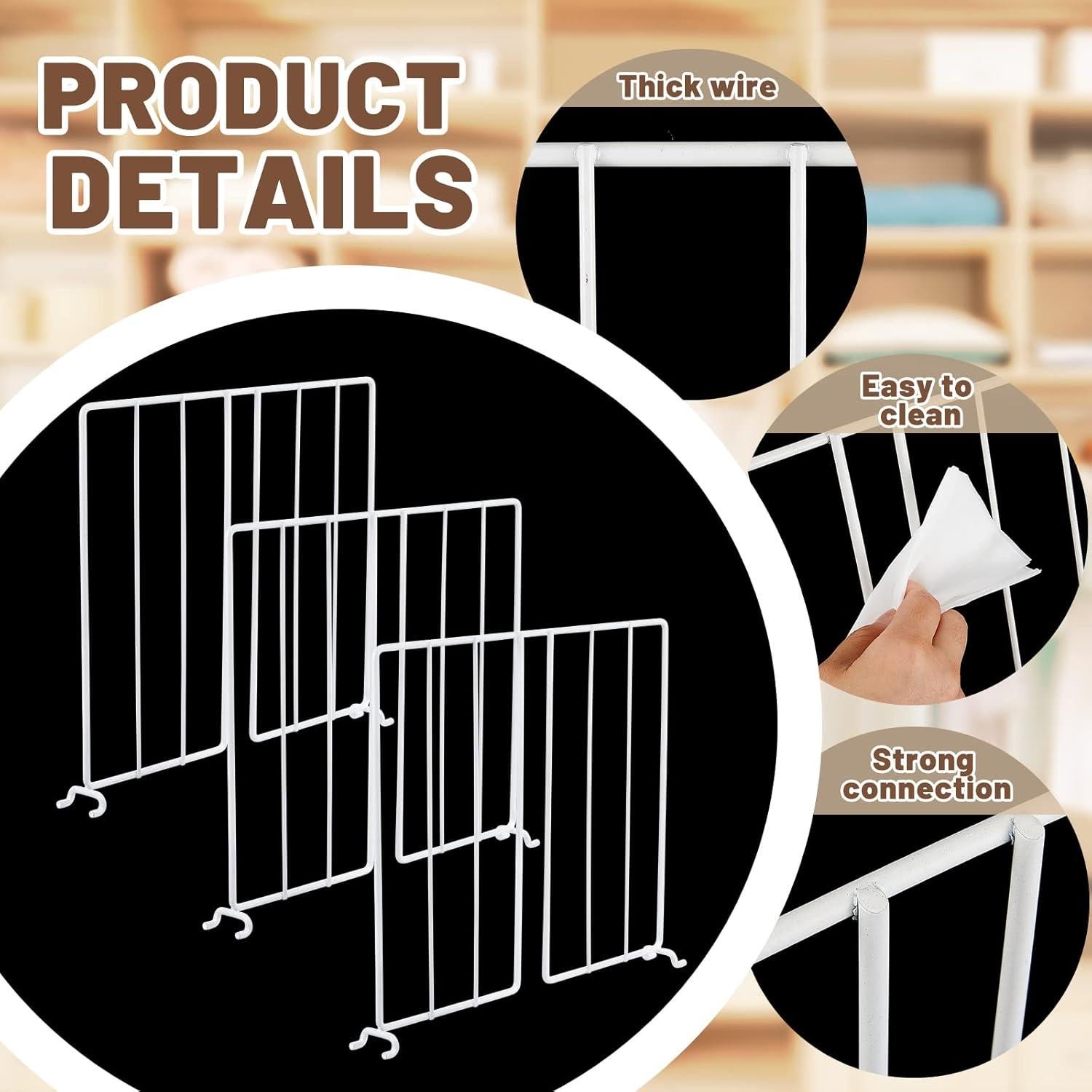 Divisores de Estante de Alambre Amylove 12 Pcs para Closet