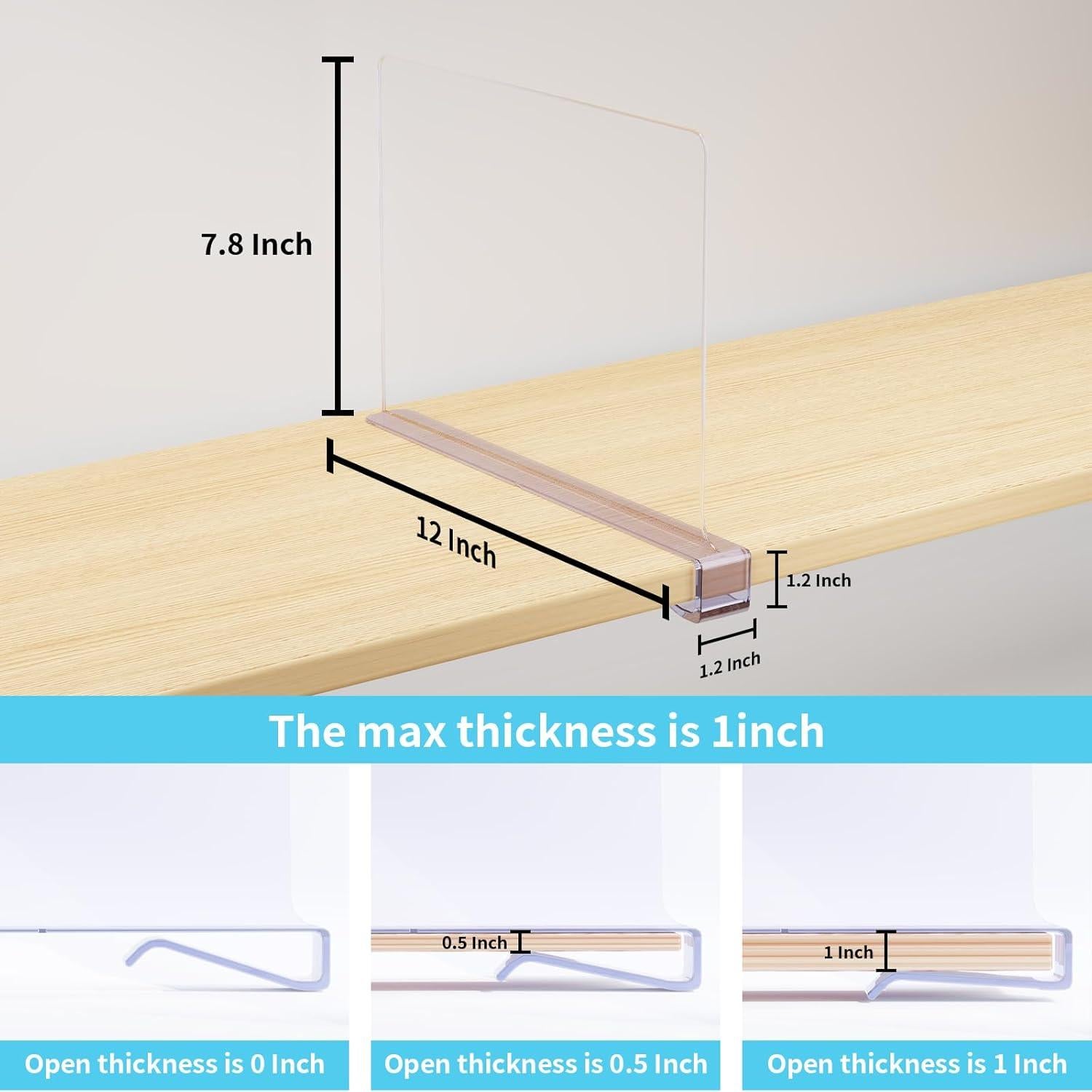 Paquete de 4 divisores de estante acrílicos para closet