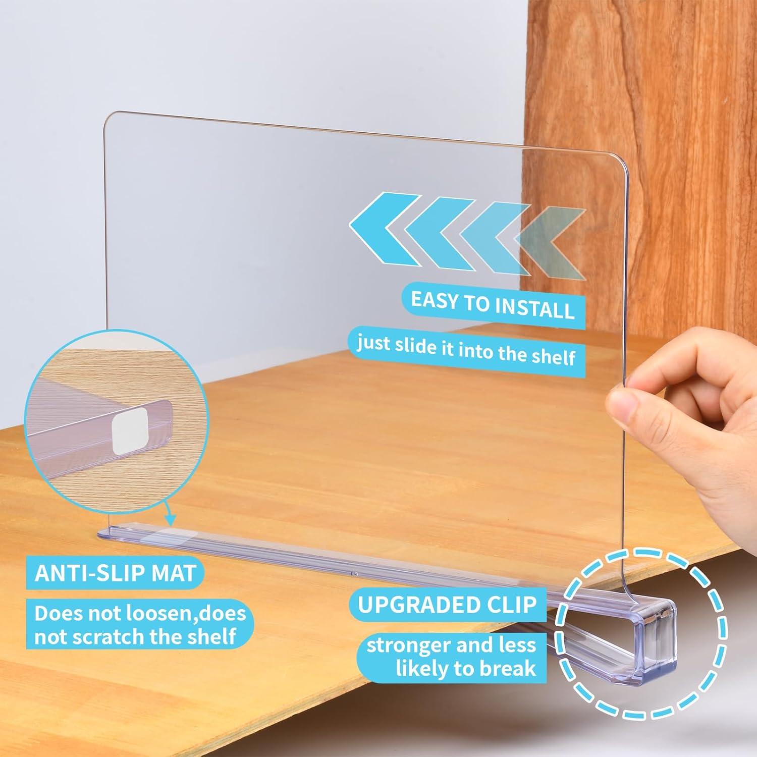 Paquete de 4 divisores de estante acrílicos para closet