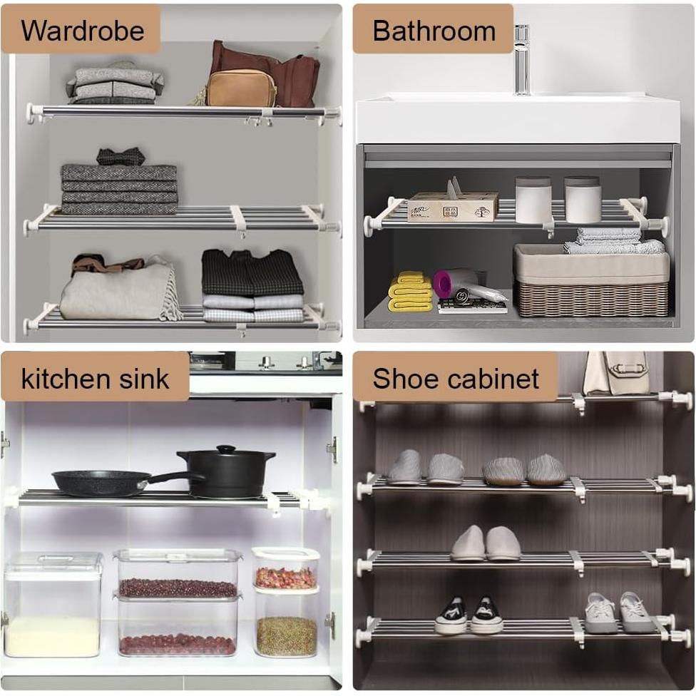 Estante Ajustable Hershii de Metal 40-60cm para Armario