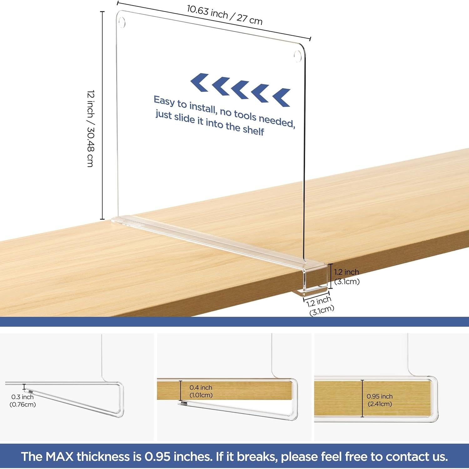 Divisores de Estante Acrílico Famyards 30.48 cm - 8 Pzs