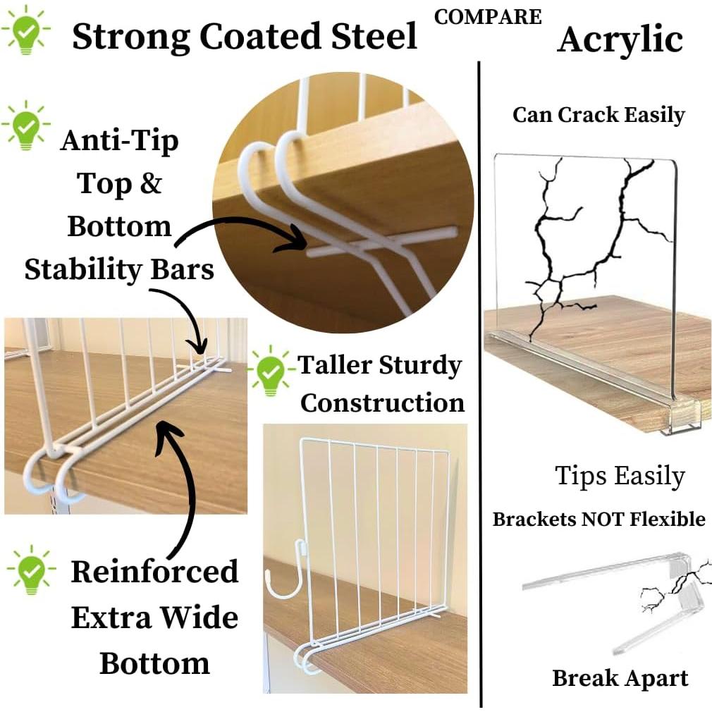 Divisores de Closet Evelots 6 Piezas con Ganchos, 30 cm