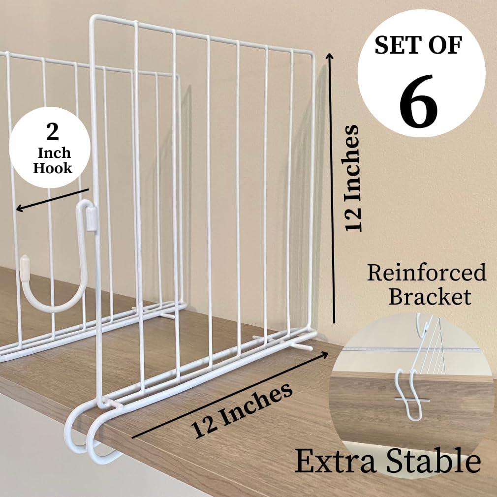 Divisores de Closet Evelots 6 Piezas con Ganchos, 30 cm