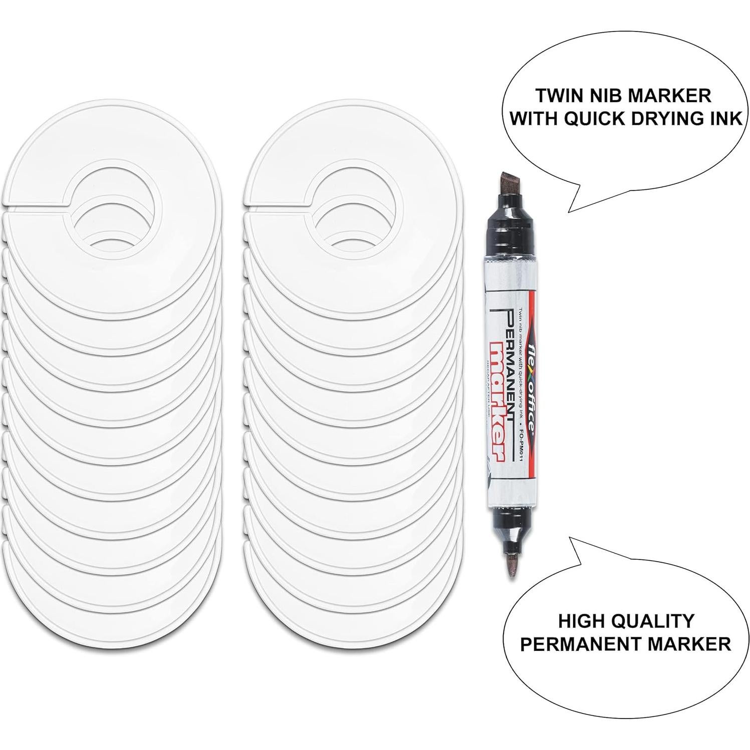 Divisores de Closet AMT 20 Piezas Redondos con Marcador Blanco
