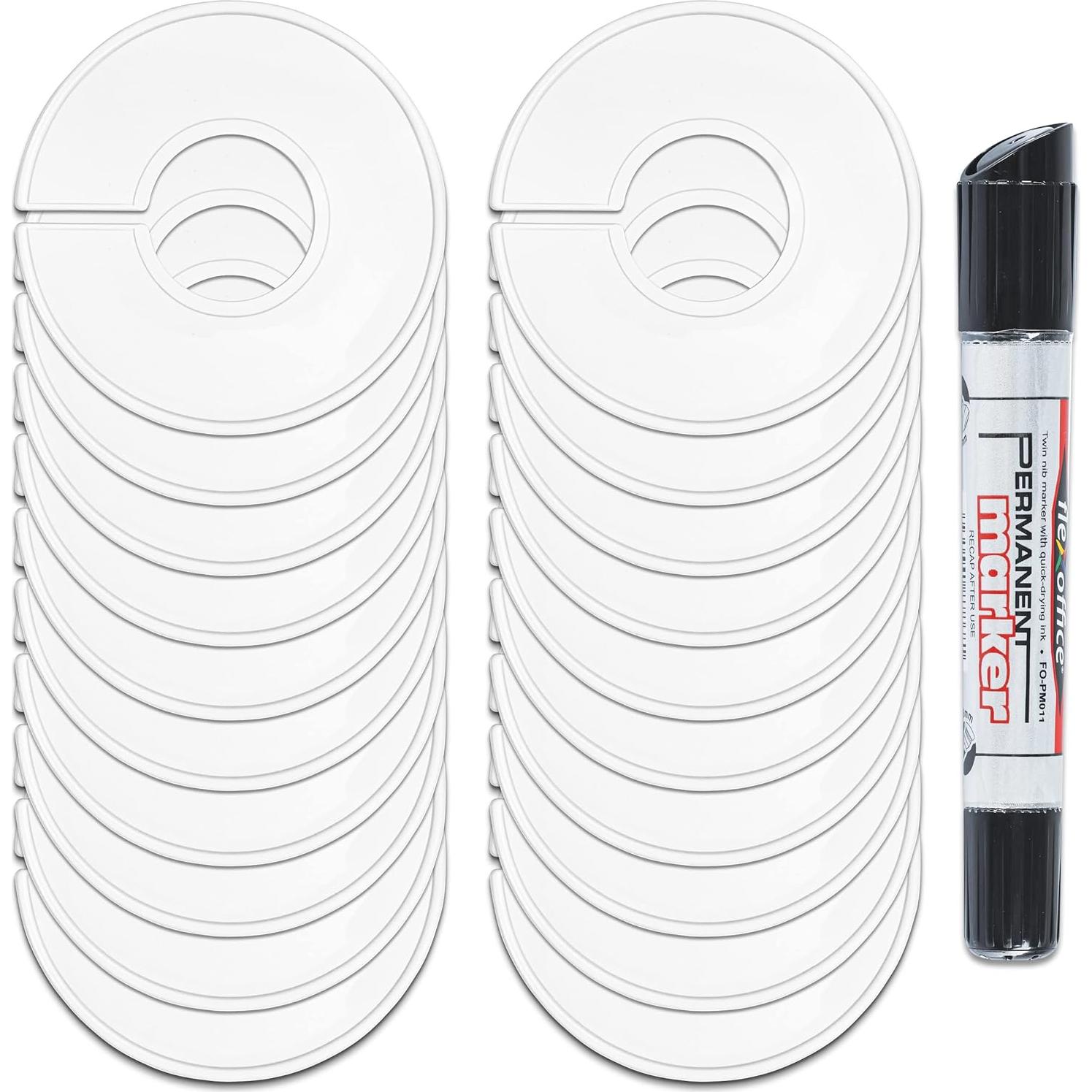 Divisores de Closet AMT 20 Piezas Redondos con Marcador Blanco