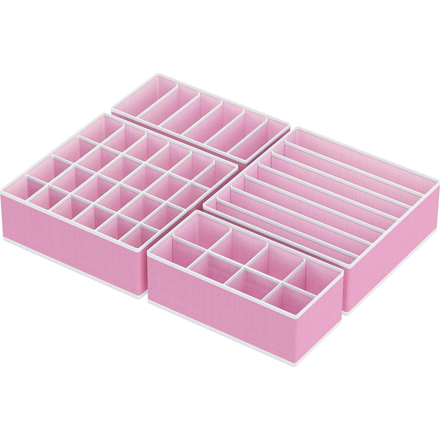Conjunto de Organizadores de Cajón Simple Houseware 4 Paquetes Rosa