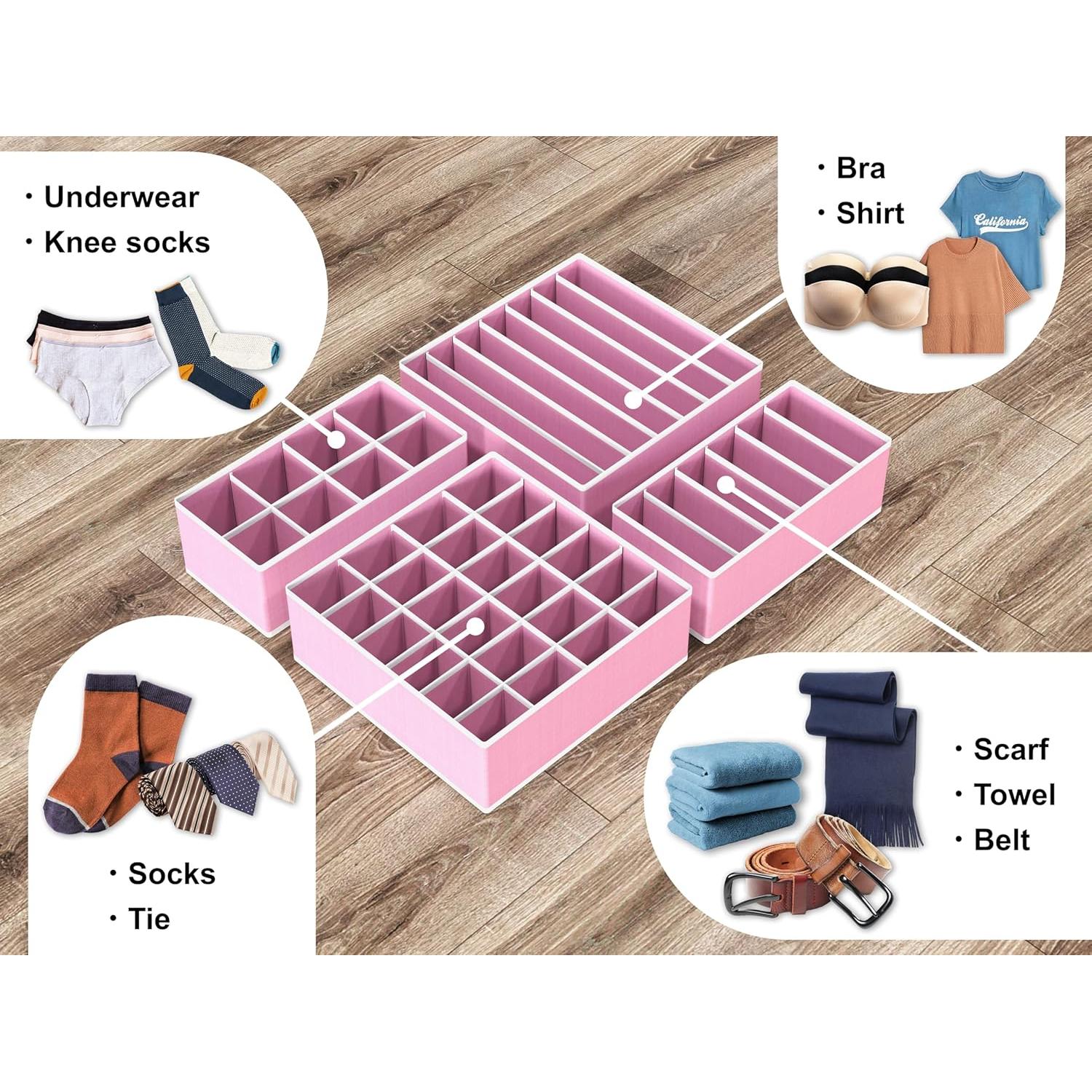 Conjunto de Organizadores de Cajón Simple Houseware 4 Paquetes Rosa
