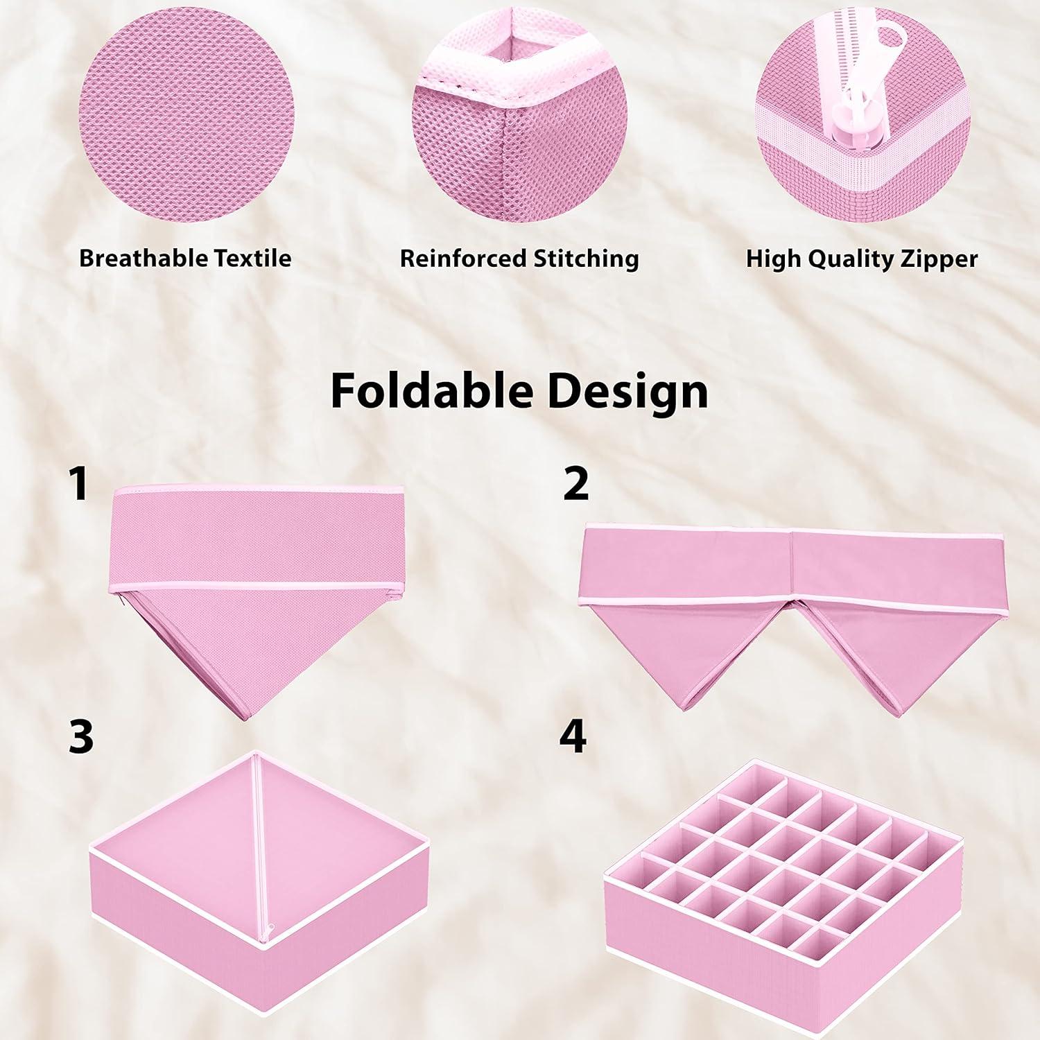 Conjunto de Organizadores de Cajón Simple Houseware 4 Paquetes Rosa