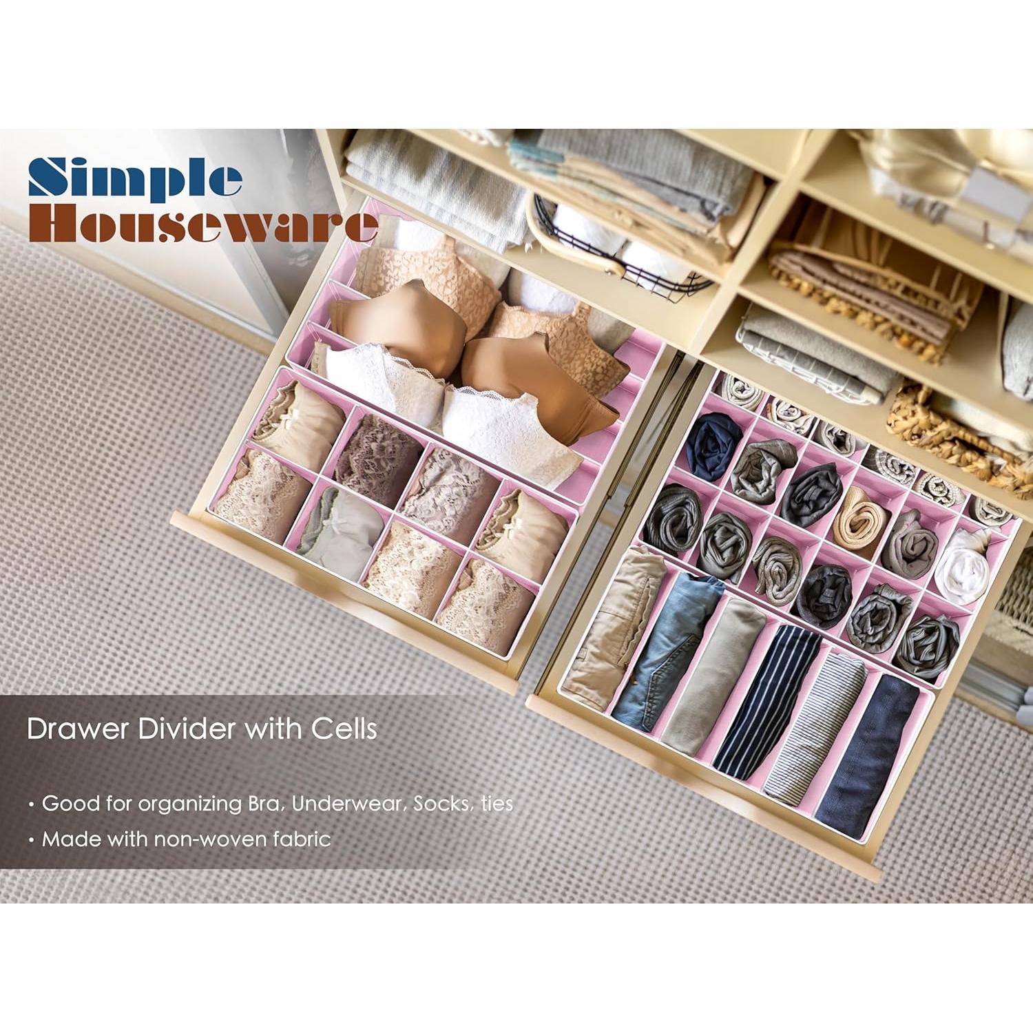 Conjunto de Organizadores de Cajón Simple Houseware 4 Paquetes Rosa